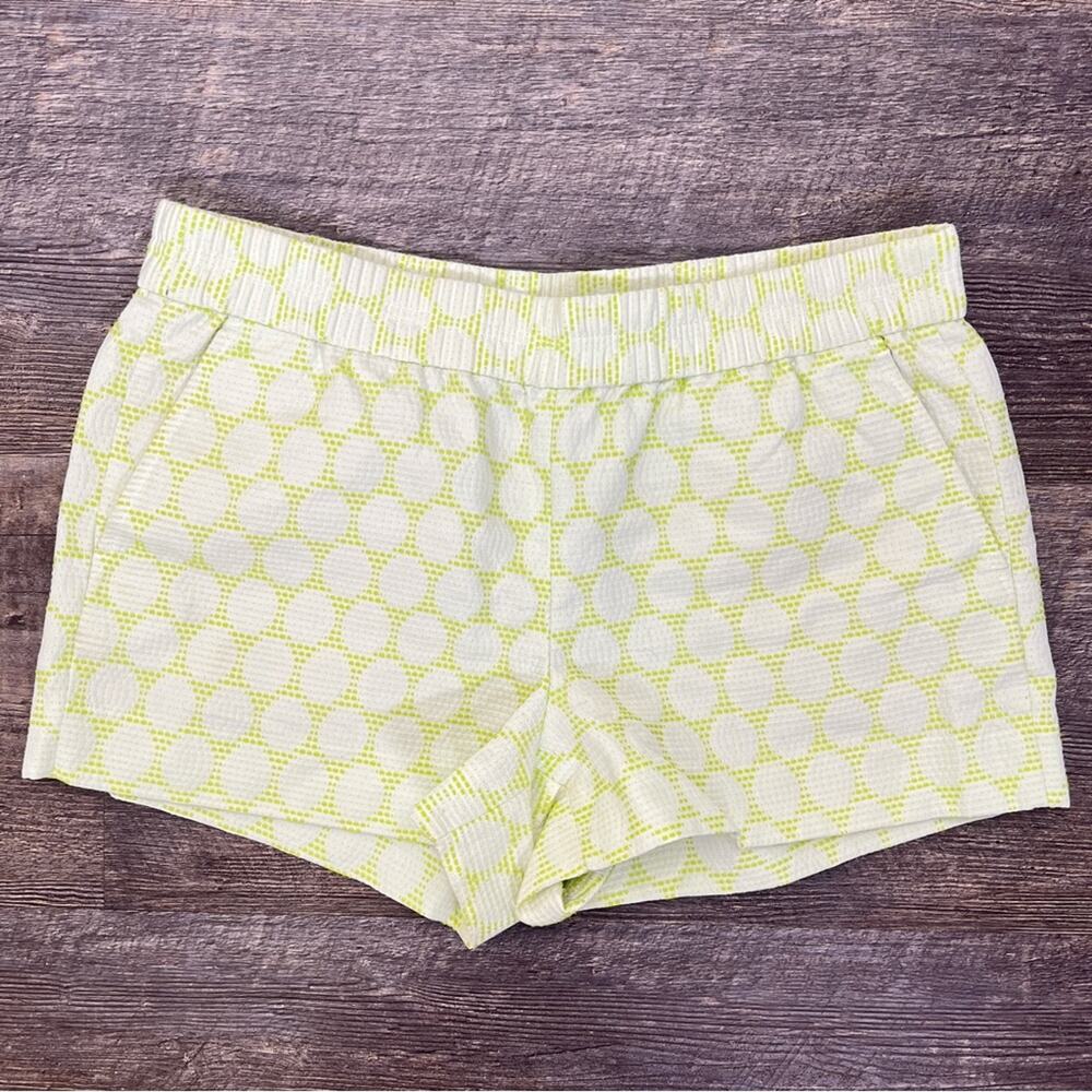 J. Crew green and white elastic waist short size 8 B185